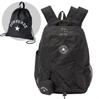 CONVERSE(コンバース) ナップザック付きリュック《文化服装学院 学生アイデア商品》(ブラック×ホワイトロゴ-フリー)
