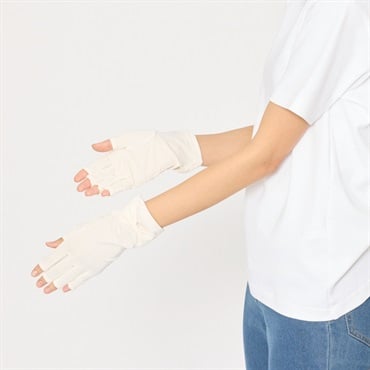 手袋　5指　ユビナシ　UV・紫外線対策　遮蔽率90%以上　滑り止め付