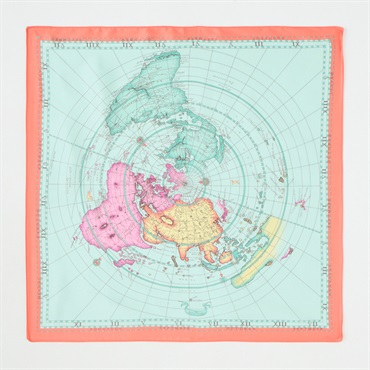 スカーフ プリーツ 地図柄(ダイダイ-フリー)