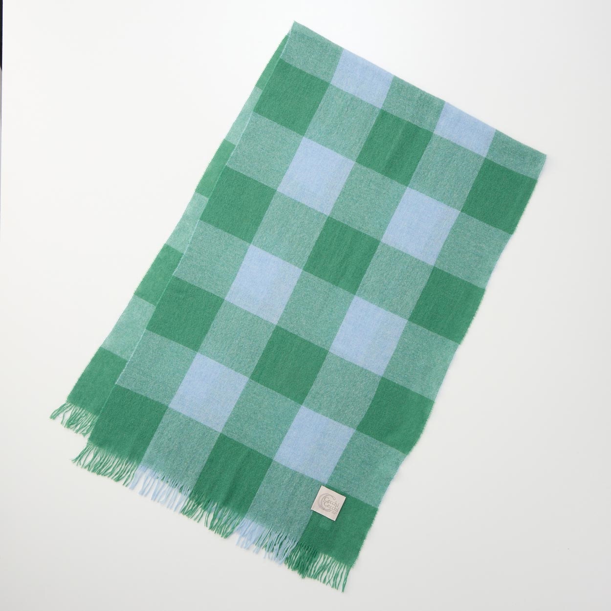 ストール 毛ナイロンチェック イタリア製 50×180cm(房込み) レディス