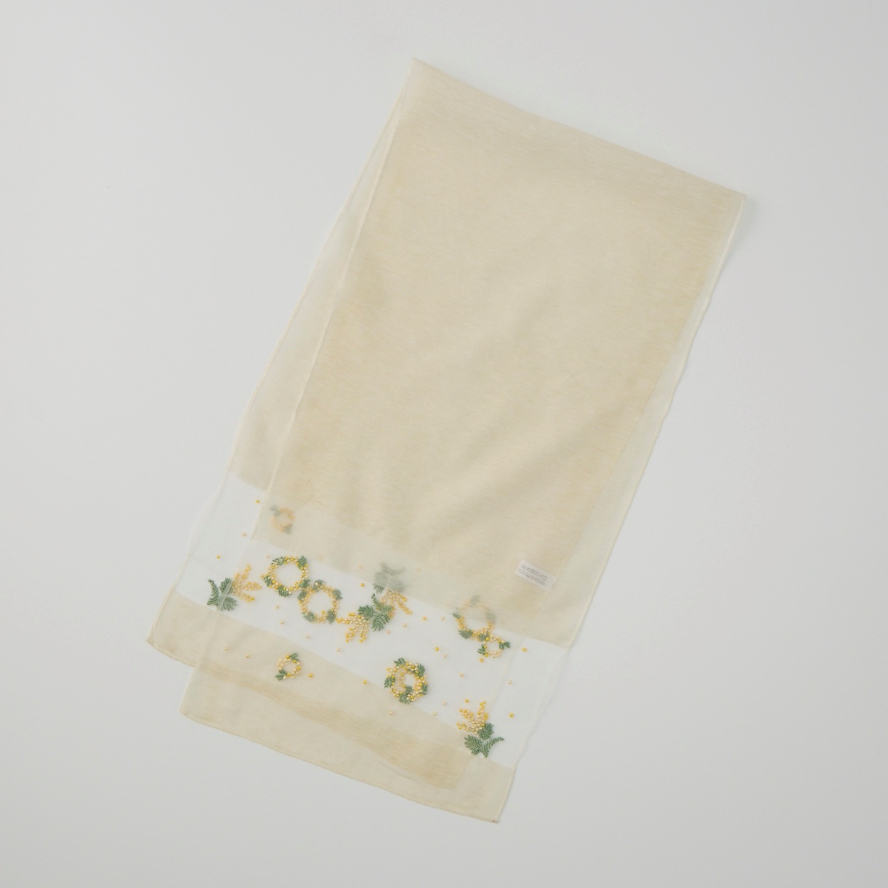 ストール マフラー 花刺繍 レディス(ウスキイロ-フリー)