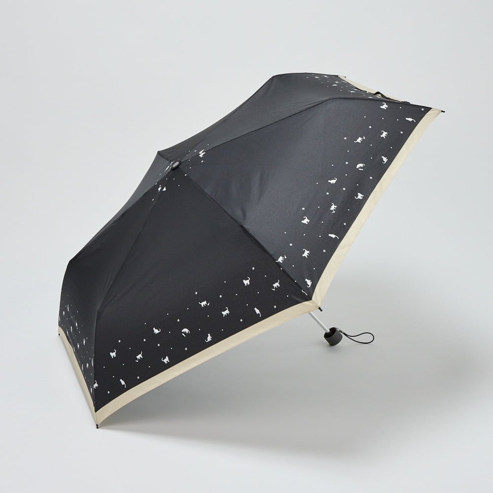 折傘 ねこ レディス(クロ-60CM)