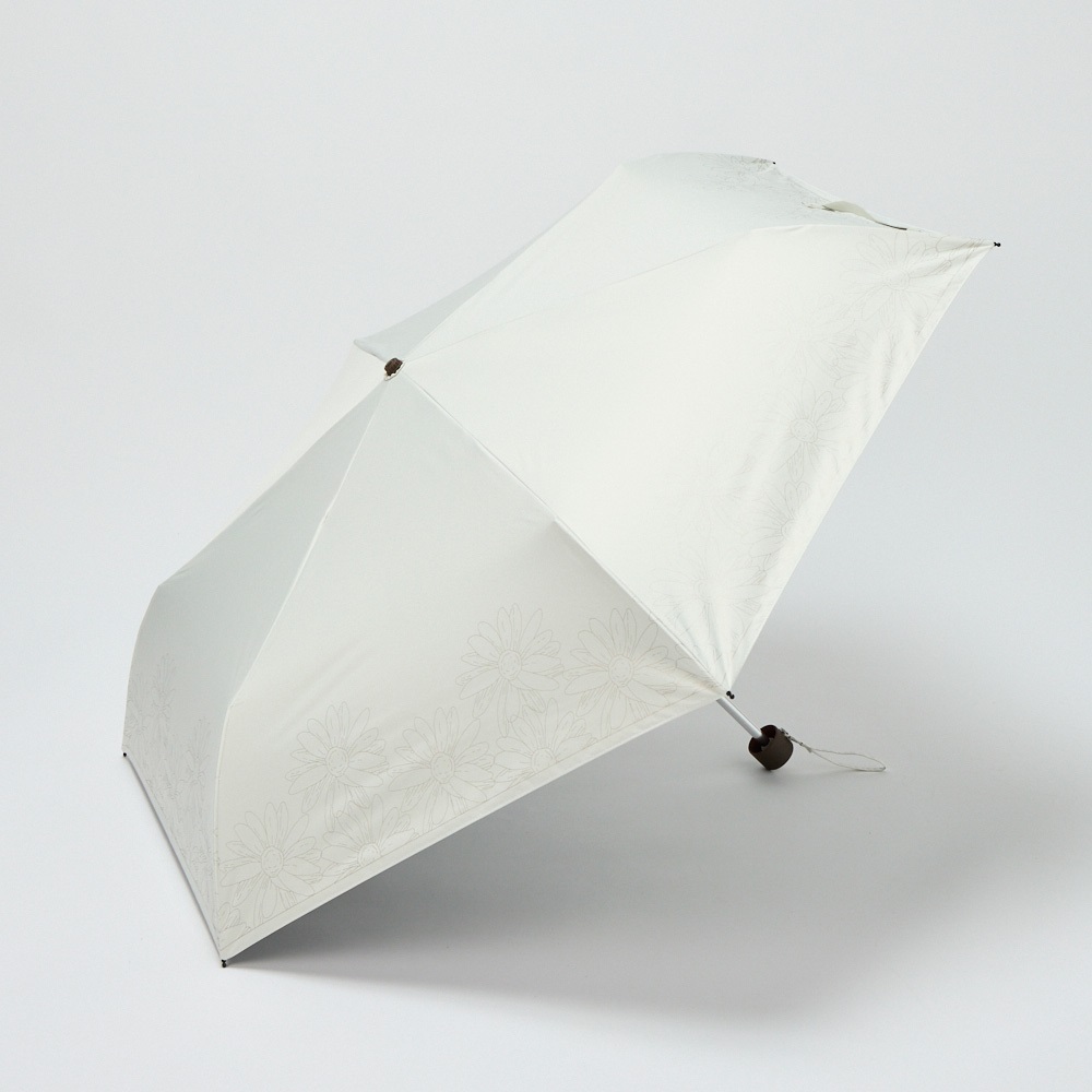 【ポイント20倍対象商品】晴雨兼用折傘 ラインフラワー 大きめサイズ(シロ-55CM)
