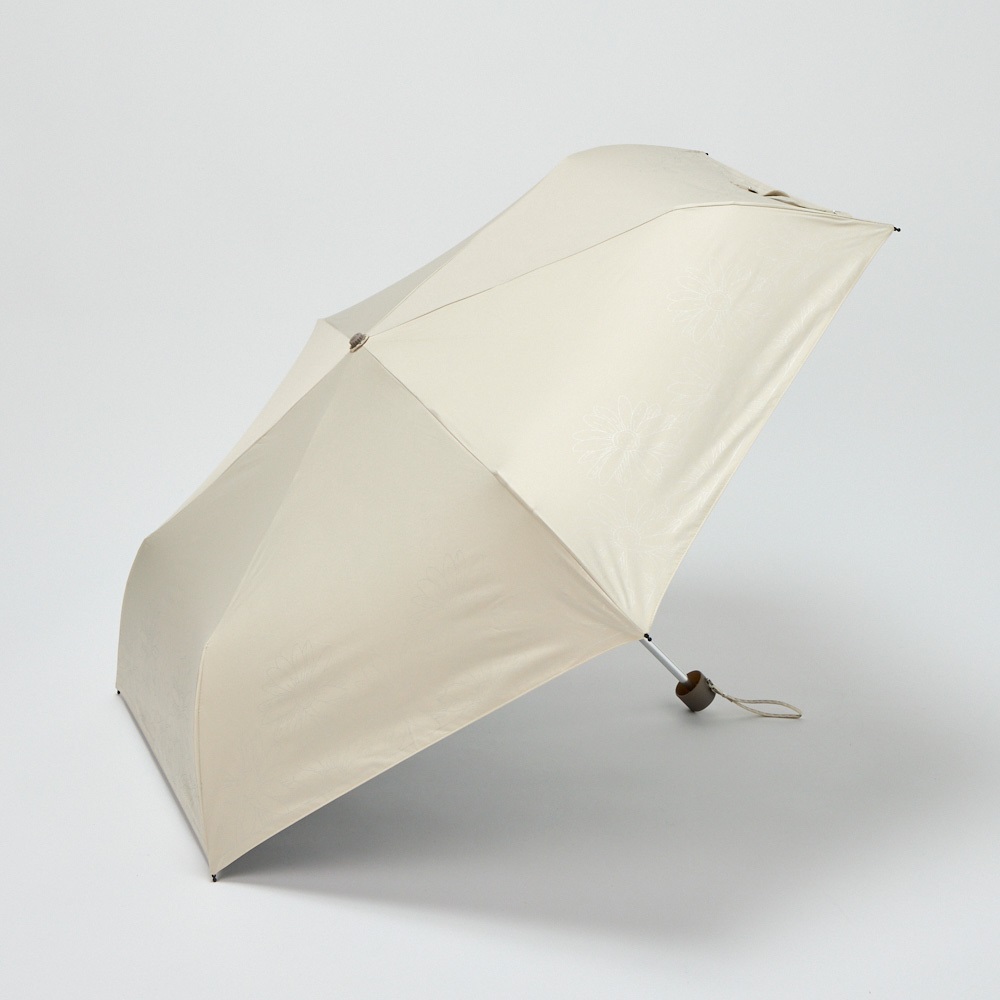 【ポイント20倍対象商品】晴雨兼用折傘 ラインフラワー 大きめサイズ(ウスチャ-55CM)