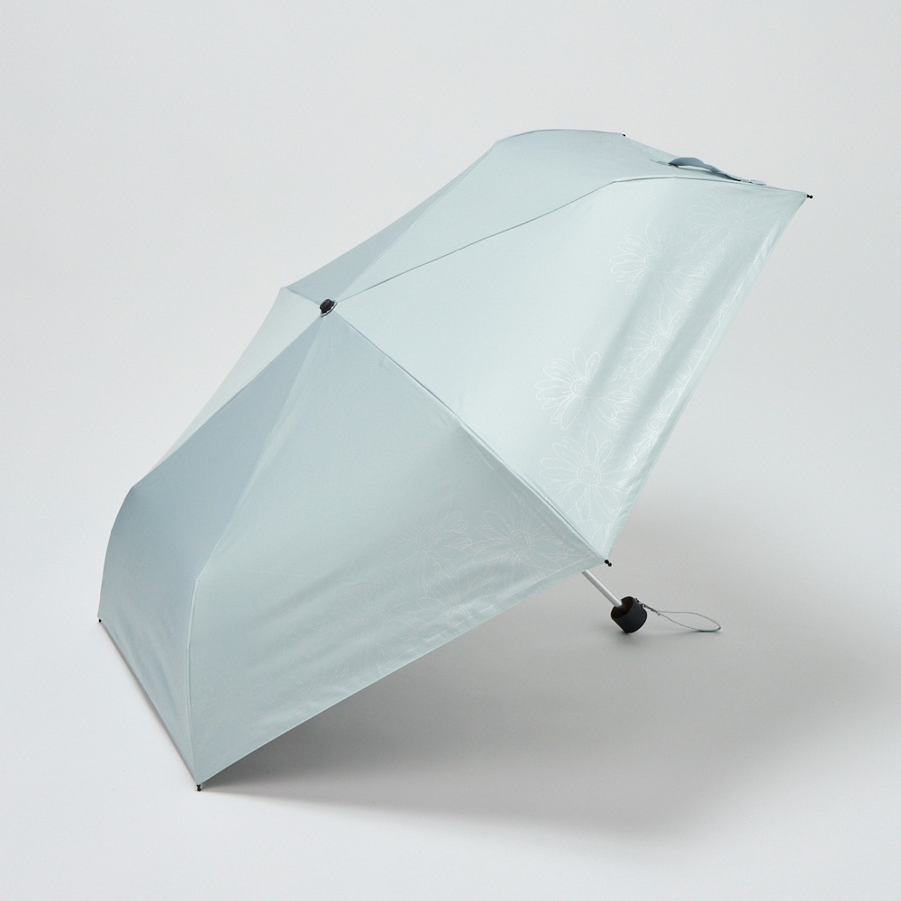 【ポイント20倍対象商品】晴雨兼用折傘 ラインフラワー 大きめサイズ(ウスミドリ-55CM)