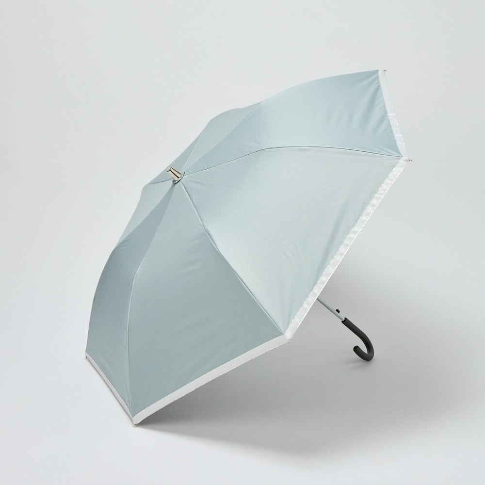 【ポイント20倍対象商品】晴雨兼用折傘 無地 ジャンプ(ウスミドリ-55CM)