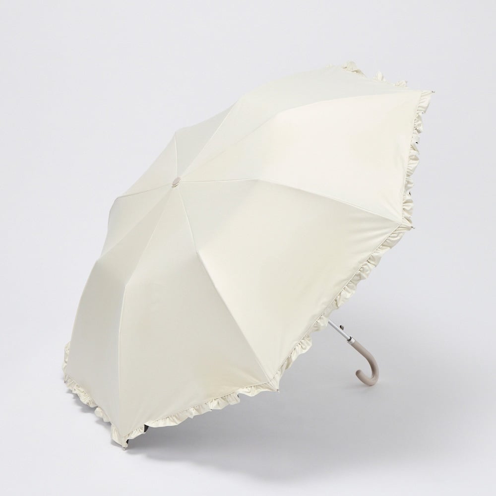新品晴雨兼用傘ダブルフリル クラシコ 日傘 完全遮光 100% ダブル フリル 55cm ドーム 晴雨