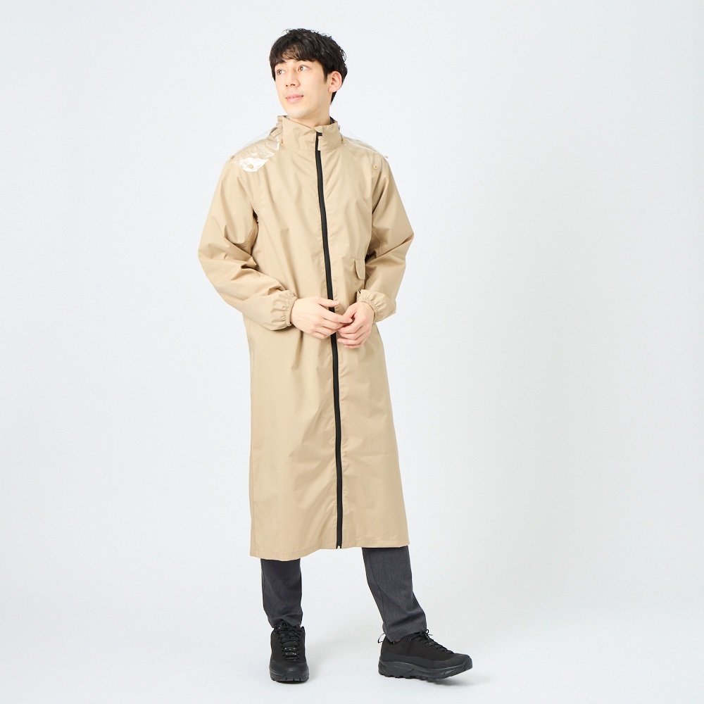 蒸れにくい後ろマチつきレインコート(ウスチャ-L)