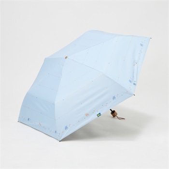 moz(モズ) 晴雨兼用 折傘 ボーダーエルク レディス(ウスアオ-55CM)