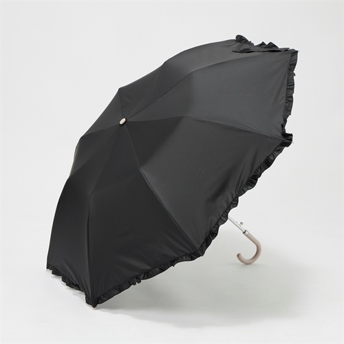 折傘 晴雨兼用 フリル レディス(クロ-55CM)