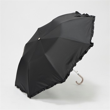 折傘 晴雨兼用 フリル レディス(クロ-55CM)
