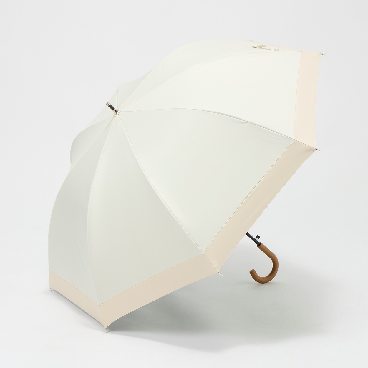 トップバリュ(TOPVALU) 長傘 ワンタッチ式 Z耐風骨仕様 晴雨兼用傘 ユニセックス(シロ-55CM)