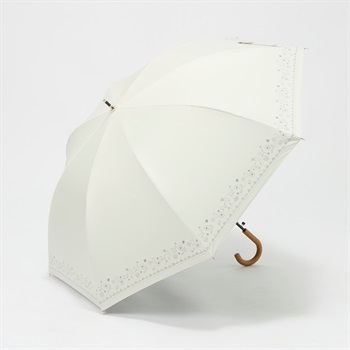 トップバリュ(TOPVALU) 長傘 ワンタッチ式 Z耐風骨仕様 晴雨兼用傘 レディス(シロ-55CM)