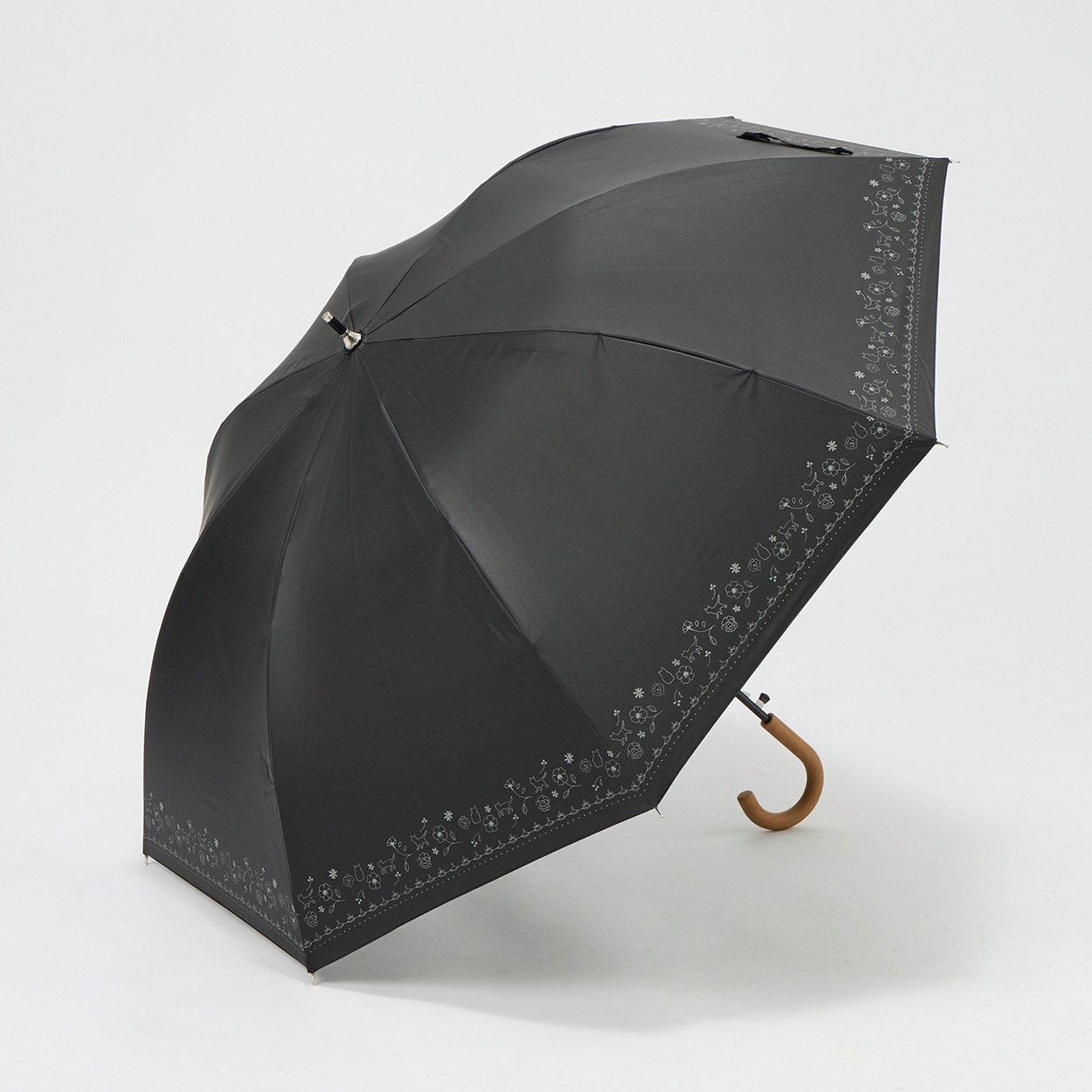 トップバリュ(TOPVALU) 長傘 ワンタッチ式 Z耐風骨仕様 晴雨兼用傘 レディス(クロ-55CM)