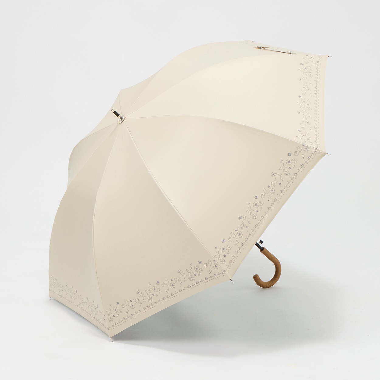 トップバリュ(TOPVALU) 長傘 ワンタッチ式 Z耐風骨仕様 晴雨兼用傘 レディス(ウスチャ-55CM)