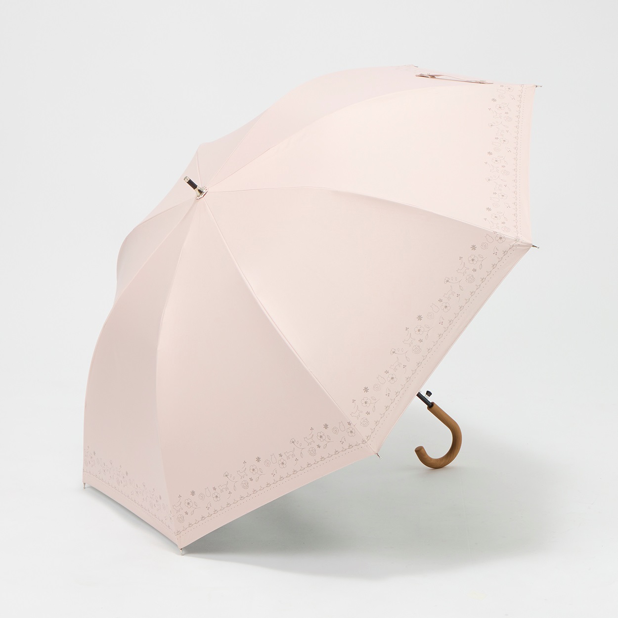 トップバリュ(TOPVALU) 長傘 ワンタッチ式 Z耐風骨仕様 晴雨兼用傘 レディス(ウスアカ-55CM)