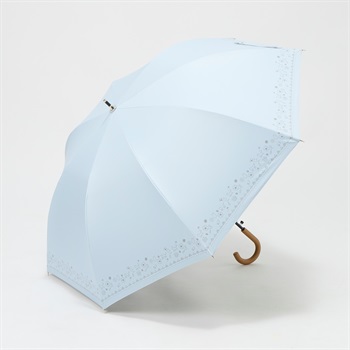 トップバリュ(TOPVALU) 長傘 ワンタッチ式 Z耐風骨仕様 晴雨兼用傘 レディス(ウスアオ-55CM)