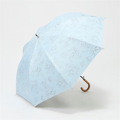 トップバリュ(TOPVALU) 長傘 ワンタッチ式 Z耐風骨仕様 晴雨兼用傘 レディス(ウスアオ-55CM)