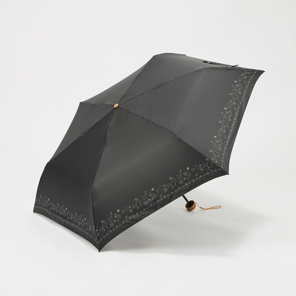 トップバリュ(TOPVALU) 折傘 軽い晴雨兼用傘 レディス(クロ-50CM)