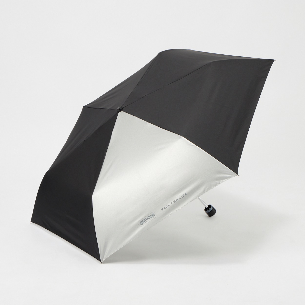 OUTDOOR PRODUCTS(アウトドア プロダクツ) 折傘 晴雨兼用 ロゴ ユニセックス(クロ-60CM)