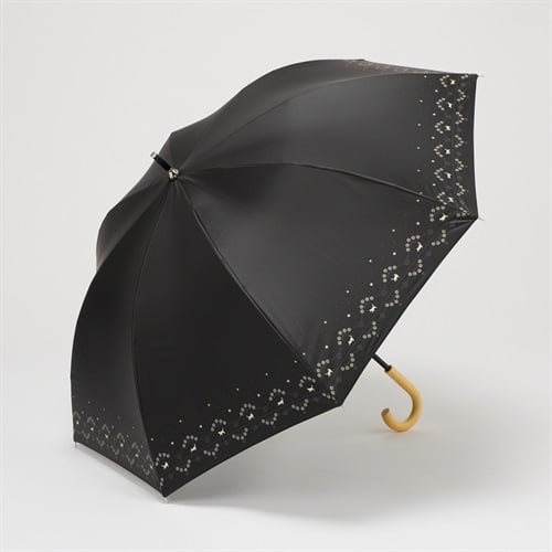 長傘 晴雨兼用 ねこフラワー レディス(クロ-55CM)