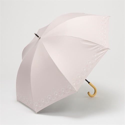長傘 晴雨兼用 ねこフラワー レディス(ウスチャ-55CM)