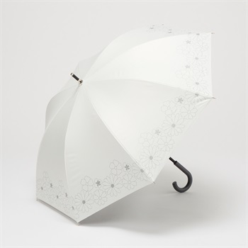 長傘 晴雨兼用 メタリック大花 レディス(シロ-50CM)