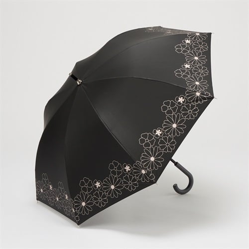 長傘 晴雨兼用 メタリック大花 レディス(クロ-50CM)