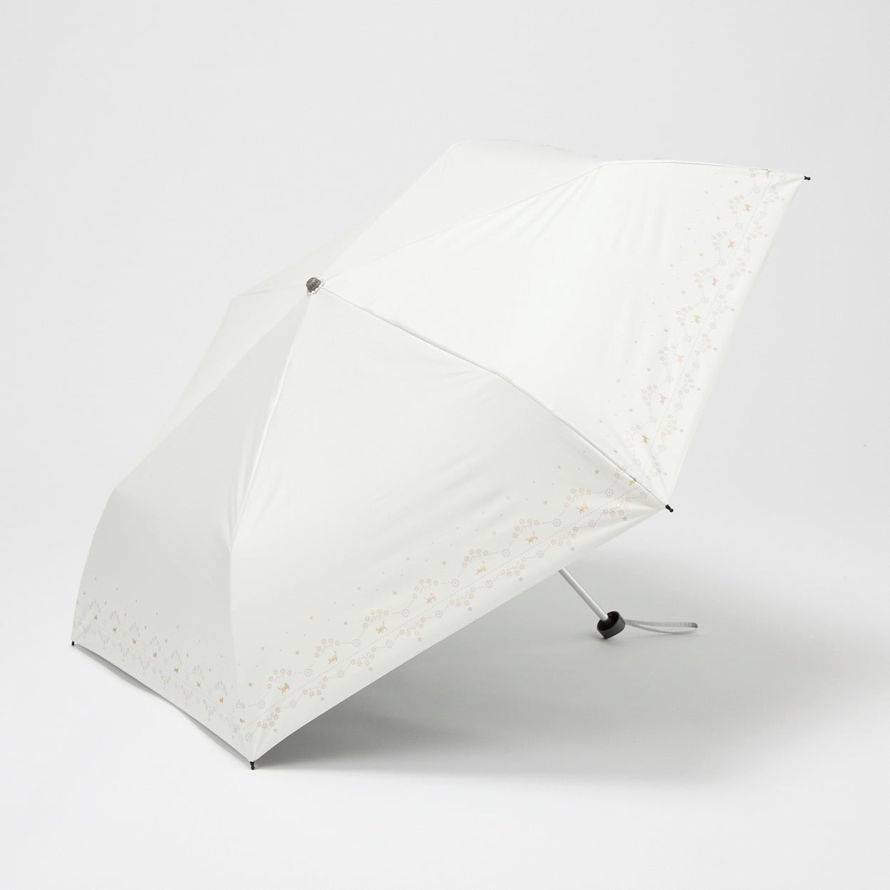 折傘 晴雨兼用 ねこフラワー レディス(シロ-55CM)
