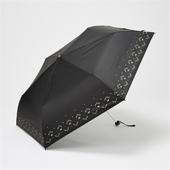 折傘 晴雨兼用 ねこフラワー レディス(クロ-55CM)