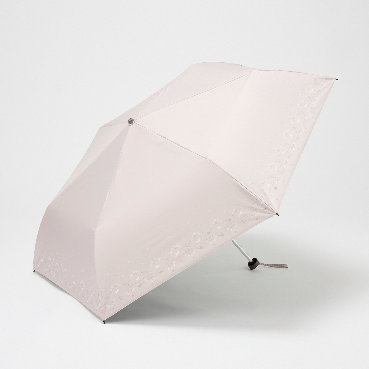 折傘 晴雨兼用 ねこフラワー レディス(ウスチャ-55CM)