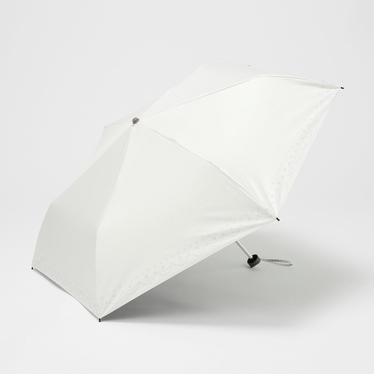 折傘 晴雨兼用 ドット総柄 レディス(シロ-50CM)