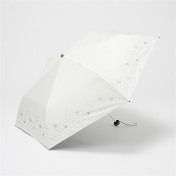 折傘 晴雨兼用 メタリック大花 レディス(シロ-50CM)