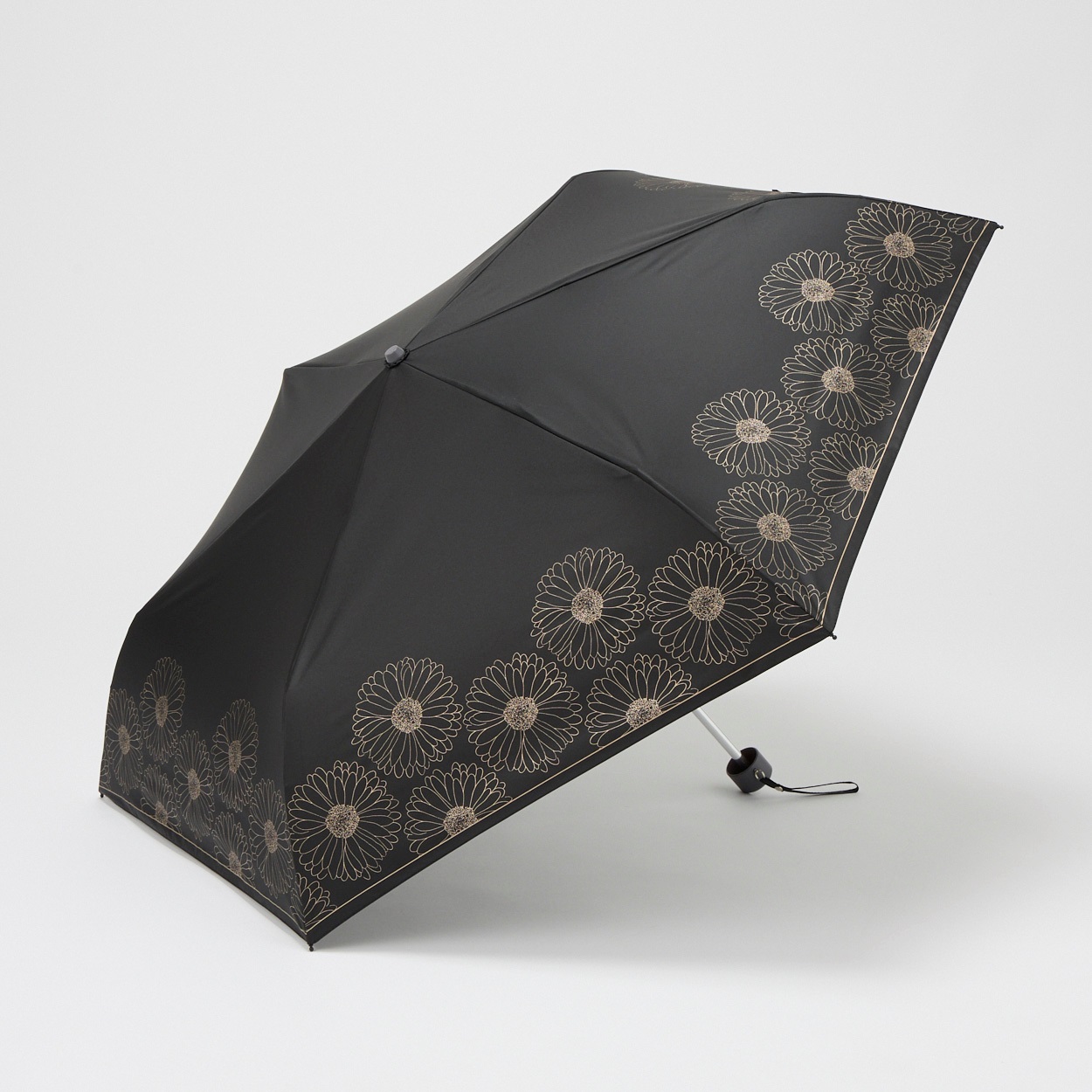 折傘 晴雨兼用 マーガレット レディス(クロ-55CM)