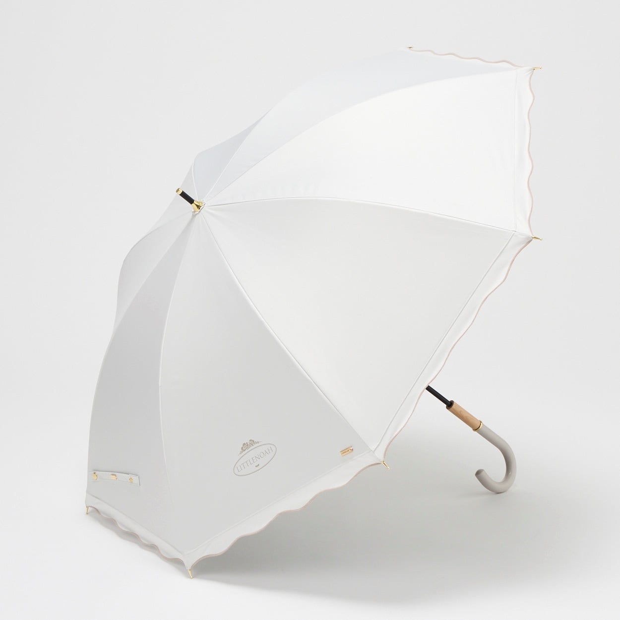 LITTLENOAH(リトルノア) ショート 長傘 晴雨兼用 フリル レディス(シロ-50CM)