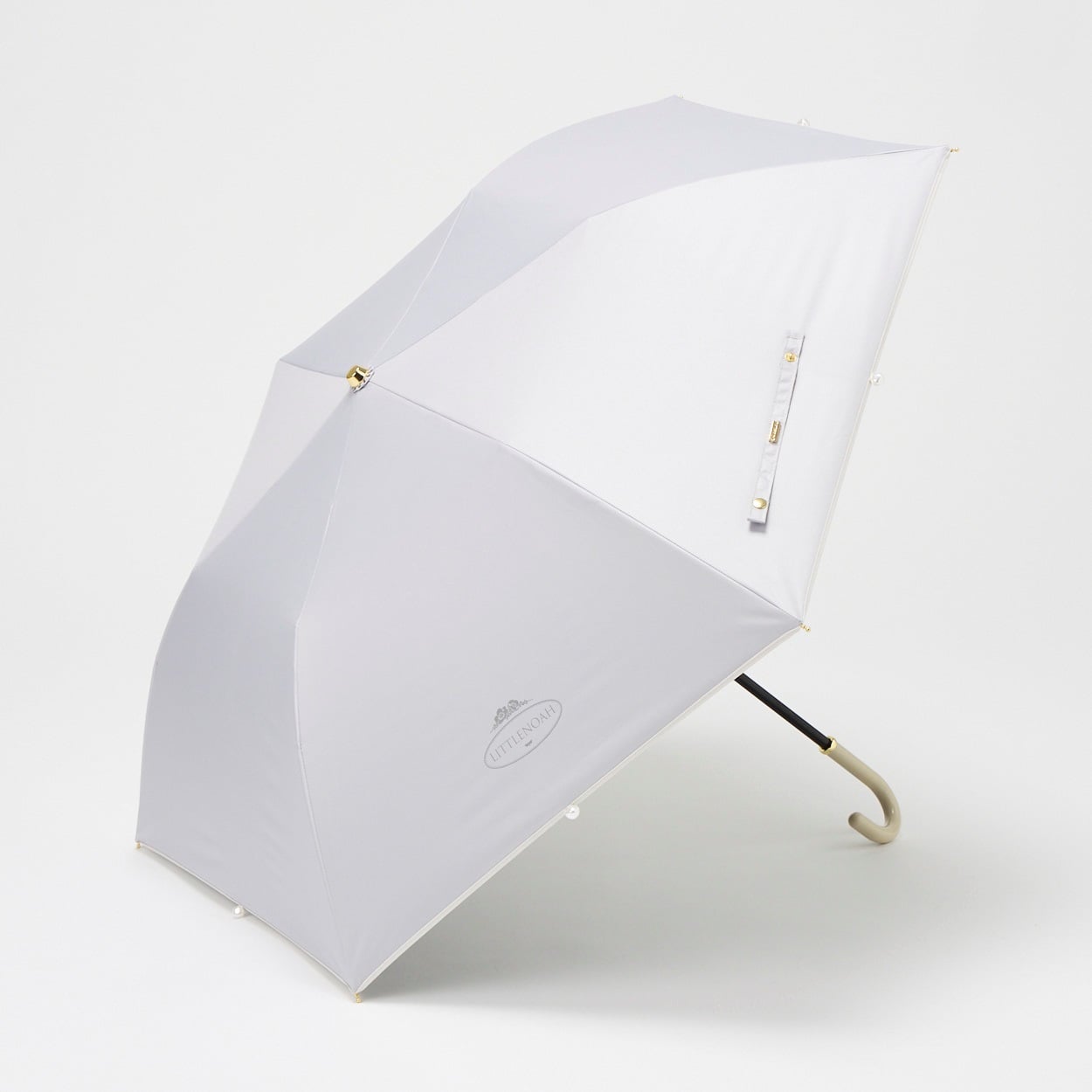 LITTLENOAH(リトルノア) ミニ 折傘 晴雨兼用 パール レディス(ウスグレー-50CM)