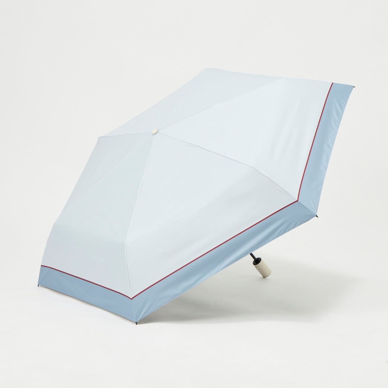 【新品】cloud frill border tops／ホワイトブルーグレー長袖 折傘 晴雨兼用 カルオートUVブロック 折55cm バイカラー ユニセックス