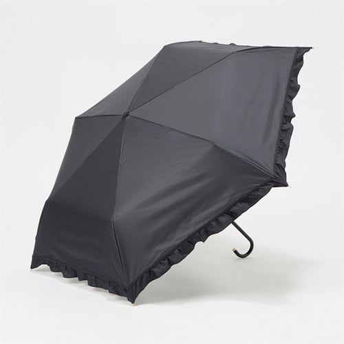 折傘 晴雨兼用 Wpc. 遮光クラシックフリルmini レディス(ブラック-50CM)
