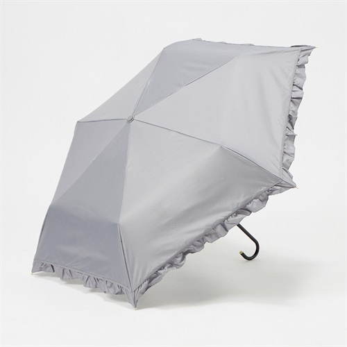 折傘 晴雨兼用 Wpc. 遮光クラシックフリルmini レディス(グレー-50CM)