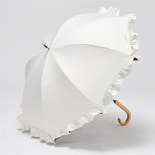 ショート 長傘 晴雨兼用 Nフリル50(シロ-50CM)