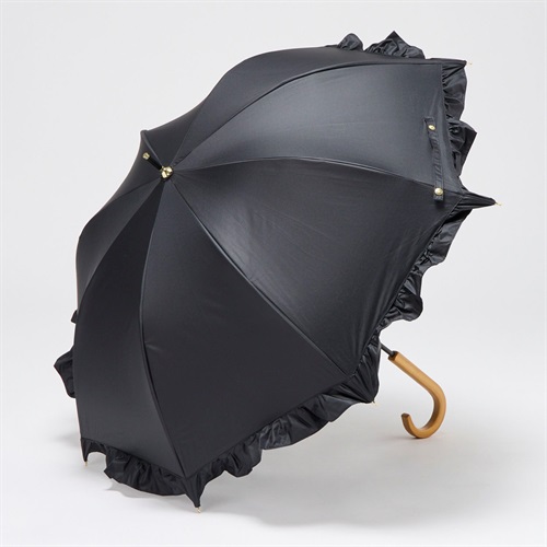 ショート 長傘 晴雨兼用 Nフリル50(クロ-50CM)