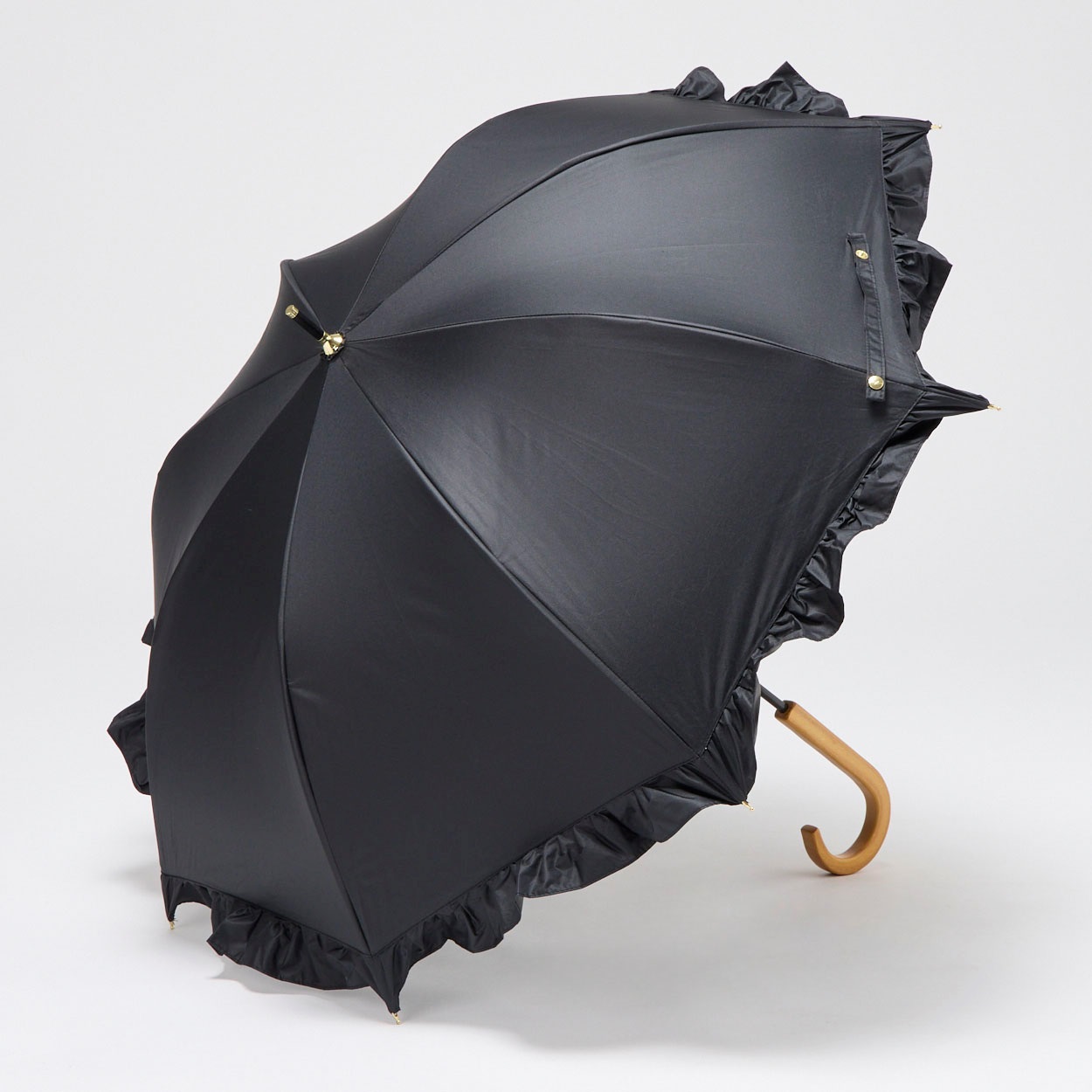 大森商店　フリル付きブラック長傘 晴雨兼用 ショート 長傘 晴雨兼用 Nフリル50 | イオンスタイルオンライン 衣料品