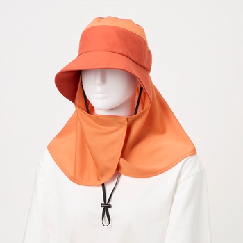 洗えるマスク&丸天たれ付きハット レディス(ダイダイ-S)