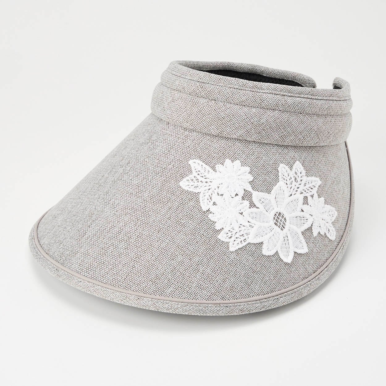 トップバリュ(TOPVALU) 花刺繍クリップバイザー レディス(ウスクロ-フリー)