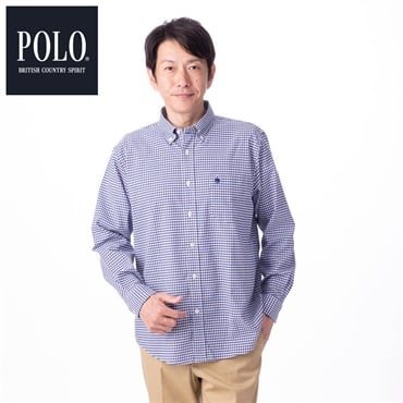 POLO BCS ギンガムチェックシャツ メンズ(コイアオ-L)