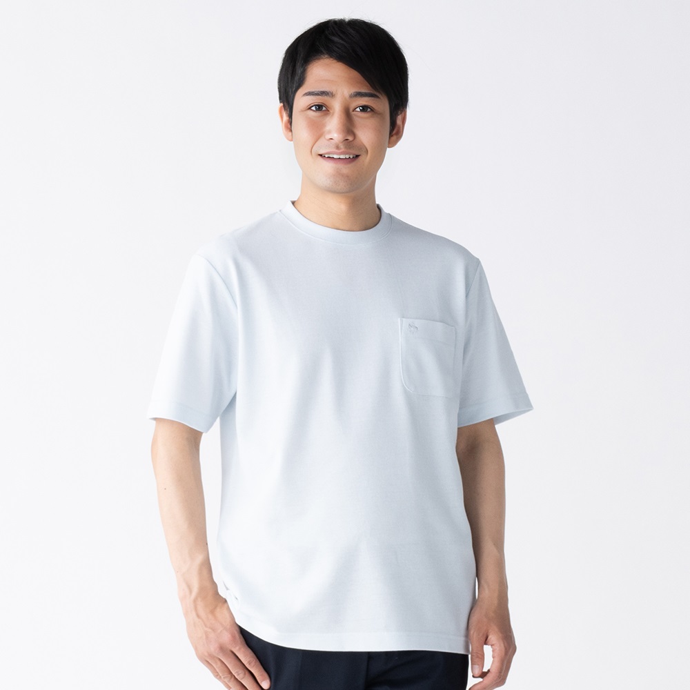 POLO BRITISH COUNTRY SPIRIT(ポロ・ビーシーエス) 鹿の子ポケット付きTシャツ メンズ(ウスアオ-M)