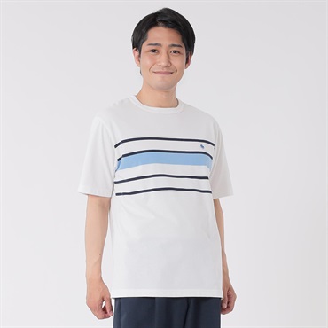 POLO BRITISH COUNTRY SPIRIT(ポロ・ビーシーエス) パネルボーダーTシャツ メンズ(シロ-XL)