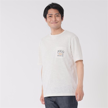 POLO BRITISH COUNTRY SPIRIT(ポロ・ビーシーエス) 天竺ポケット付きTシャツ メンズ(シロ-XL)