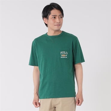 POLO BRITISH COUNTRY SPIRIT(ポロ・ビーシーエス) 天竺ポケット付きTシャツ メンズ(ミドリ-L)