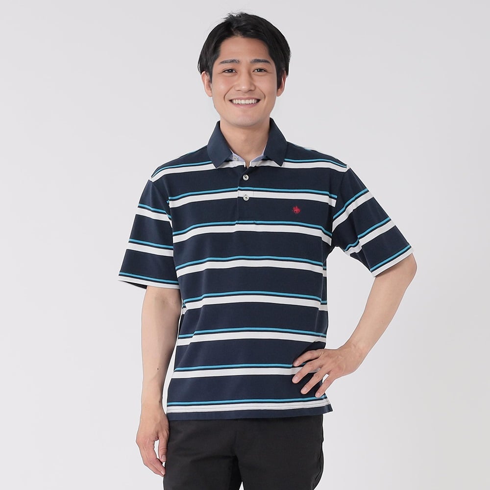 Paul & Shark 鹿の子ポロシャツ ボーダー ホワイト×ネイビー M Paul & Shark 鹿の子ポロシャツ ボーダー ホワイト×ネイビー M